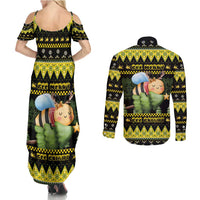Bee Christmas Couples Matching Summer Maxi Dress and Long Sleeve Button Shirt Cute Bumblebee - Wonder Print Shop