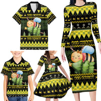Bee Christmas Family Matching Long Sleeve Bodycon Dress and Hawaiian Shirt Cute Bumblebee - Wonder Print Shop