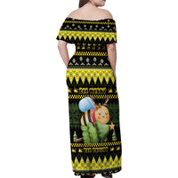 Bee Christmas Family Matching Off Shoulder Maxi Dress and Hawaiian Shirt Cute Bumblebee - Wonder Print Shop