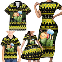 Bee Christmas Family Matching Short Sleeve Bodycon Dress and Hawaiian Shirt Cute Bumblebee - Wonder Print Shop