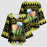 Bee Christmas Kimono Sleeve Blouse Cute Bumblebee - Wonder Print Shop