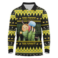 Bee Christmas Long Sleeve Polo Shirt Cute Bumblebee - Wonder Print Shop