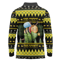 Bee Christmas Long Sleeve Polo Shirt Cute Bumblebee - Wonder Print Shop