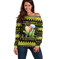 Bee Christmas Off Shoulder Sweater Cute Bumblebee - Wonder Print Shop