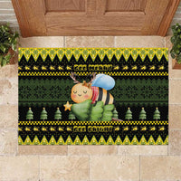Bee Christmas Rubber Doormat Cute Bumblebee - Wonder Print Shop