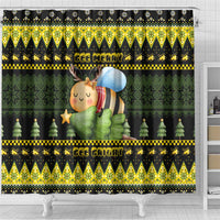 Bee Christmas Shower Curtain Cute Bumblebee - Wonder Print Shop