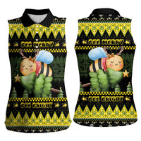 Bee Christmas Women Sleeveless Polo Shirt Cute Bumblebee - Wonder Print Shop