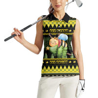 Bee Christmas Women Sleeveless Polo Shirt Cute Bumblebee - Wonder Print Shop