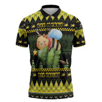 Bee Christmas Zipper Polo Shirt Cute Bumblebee - Wonder Print Shop