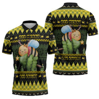 Bee Christmas Zipper Polo Shirt Cute Bumblebee - Wonder Print Shop