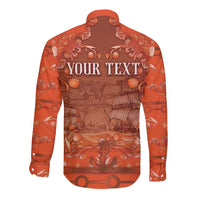 Personalized Dutch Empire Long Sleeve Button Shirt Tulip Ornaments Vintage Style - Wonder Print Shop