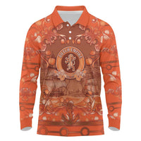 Personalized Dutch Empire Long Sleeve Polo Shirt Tulip Ornaments Vintage Style - Wonder Print Shop