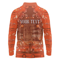Personalized Dutch Empire Long Sleeve Polo Shirt Tulip Ornaments Vintage Style - Wonder Print Shop
