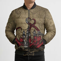 Danish Empire Bomber Puffer Jacket Denmark Norway Union And Kraken - Wonder Print Shop