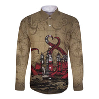 Danish Empire Long Sleeve Button Shirt Denmark Norway Union And Kraken - Wonder Print Shop