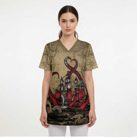 Danish Empire Scrub Top Denmark Norway Union And Kraken - Wonder Print Shop