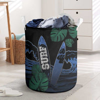 Surfing Laundry Basket Retro Waves Dot Halftone