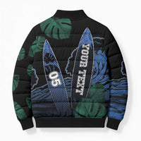 Custom Surfing Bomber Puffer Jacket Retro Waves Dot Halftone