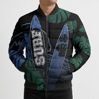 Custom Surfing Bomber Puffer Jacket Retro Waves Dot Halftone