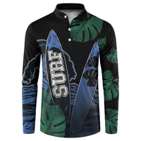 Custom Surfing Button Sweatshirt Retro Waves Dot Halftone