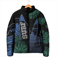 Custom Surfing Padded Jacket Retro Waves Dot Halftone