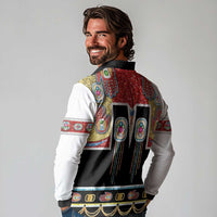 Vintage Rock Star Costume Long Sleeve Polo Shirt Rhinestone Inspired Glam Rock Stage Outfit