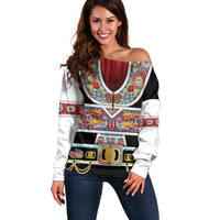 Vintage Rock Star Costume Off Shoulder Sweater Rhinestone Inspired Glam Rock Stage Outfit