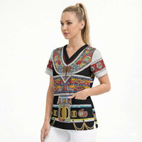 Vintage Rock Star Costume Scrub Top Rhinestone Inspired Glam Rock Stage Outfit