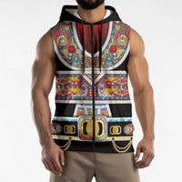 Vintage Rock Star Costume Sleeveless Zip Hoodie Rhinestone Inspired Glam Rock Stage Outfit