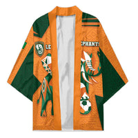 Custom Ivory Coast Football Kimono Elephant Geometric African Art Style