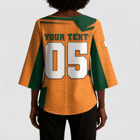 Custom Ivory Coast Football Kimono Sleeve Blouse Elephant Geometric African Art Style