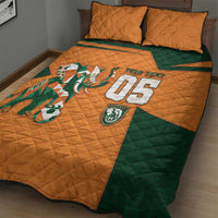 Custom Ivory Coast Football Quilt Bed Set Elephant Geometric African Art Style