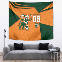 Custom Ivory Coast Football Tapestry Elephant Geometric African Art Style