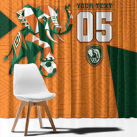 Custom Ivory Coast Football Window Curtain Elephant Geometric African Art Style