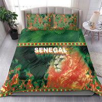 Senegal Football Bedding Set Fiery Lion Halftone Mix Gradient Map Style