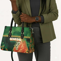 Senegal Football Leather Bag Fiery Lion Halftone Mix Gradient Map Style