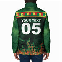 Custom Senegal Football Padded Jacket Fiery Lion Halftone Mix Gradient Map Style
