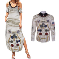 Personalized Astronaut Couples Matching Summer Maxi Dress and Long Sleeve Button Shirt Space Explorer - Wonder Print Shop