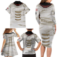 Personalized Astronaut Family Matching Long Sleeve Bodycon Dress and Hawaiian Shirt Space Explorer - Wonder Print Shop