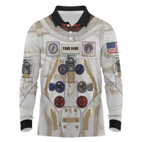 Personalized Astronaut Long Sleeve Polo Shirt Space Explorer - Wonder Print Shop