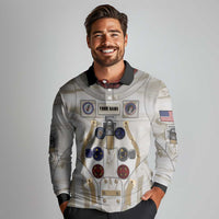 Personalized Astronaut Long Sleeve Polo Shirt Space Explorer - Wonder Print Shop