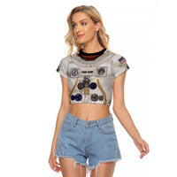 Personalized Astronaut Raglan Cropped T Shirt Space Explorer - Wonder Print Shop