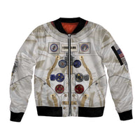 Personalized Astronaut Sleeve Zip Bomber Jacket Space Explorer - Wonder Print Shop