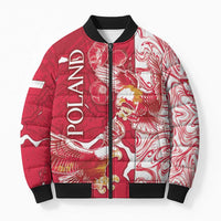 Personalized Poland Bomber Puffer Jacket Two White Eagles Fighting - Wonder Print Shop