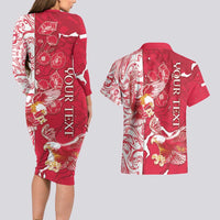 Personalized Poland Couples Matching Long Sleeve Bodycon Dress and Hawaiian Shirt Two White Eagles Fighting - Wonder Print Shop