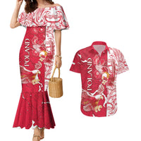 Personalized Poland Couples Matching Mermaid Dress and Hawaiian Shirt Two White Eagles Fighting - Wonder Print Shop