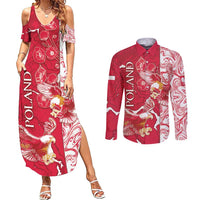 Personalized Poland Couples Matching Summer Maxi Dress and Long Sleeve Button Shirt Two White Eagles Fighting - Wonder Print Shop
