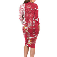 Personalized Poland Family Matching Long Sleeve Bodycon Dress and Hawaiian Shirt Two White Eagles Fighting - Wonder Print Shop