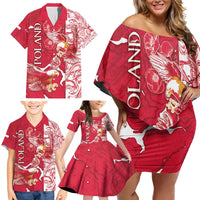 Personalized Poland Family Matching Off Shoulder Short Dress and Hawaiian Shirt Two White Eagles Fighting - Wonder Print Shop