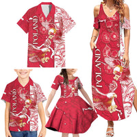 Personalized Poland Family Matching Summer Maxi Dress and Hawaiian Shirt Two White Eagles Fighting - Wonder Print Shop